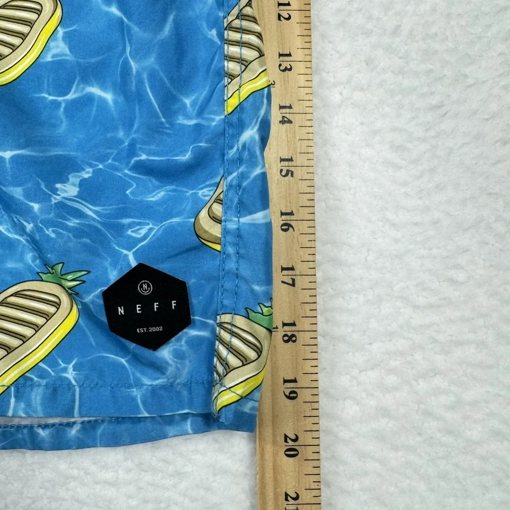 Neff‎ Swim Trunks Men M Blue Pineapple Pool Float Print Board Shorts Beach Surf